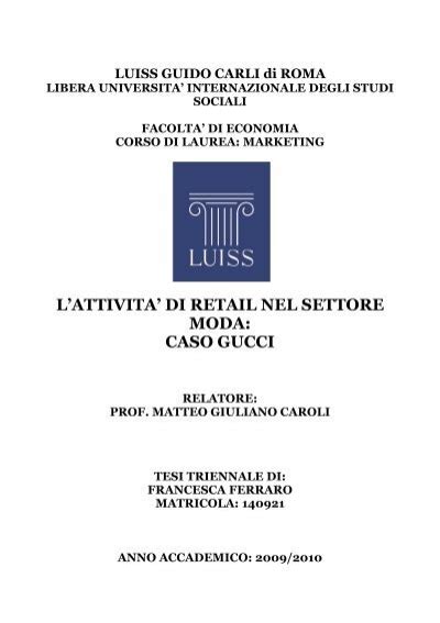 L’ATTIVITA’ DI RETAIL NEL SETTORE MODA: CASO GUCCI